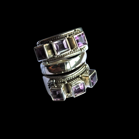 Anillo de plata y piedras semi preciosas