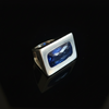 Anillo artesanal hecho a mano con plata de ley y cianita facetada. Medidas top 35 mm x 22 mm Peso 33 g Ring hand made with silver and cut kyanite. Lula Máiz