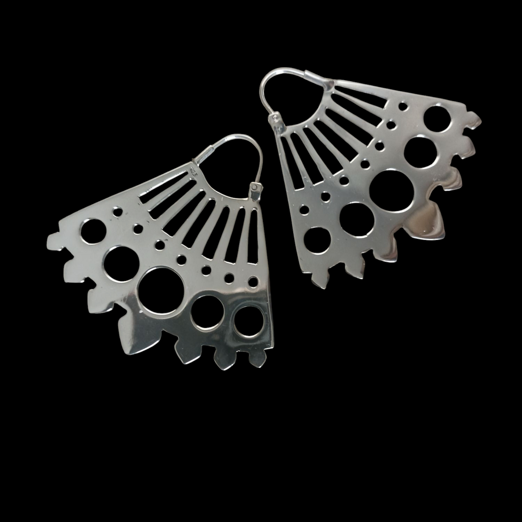 Pendientes abanico de plata dorada