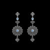 Pendientes artesanales hechos a mano con plata de ley , técnica de filigrana y topacio azul facetado. Longitud 8 cm Peso 14,5 g Earrings hand made with silver and blue topaz. Lula Máiz