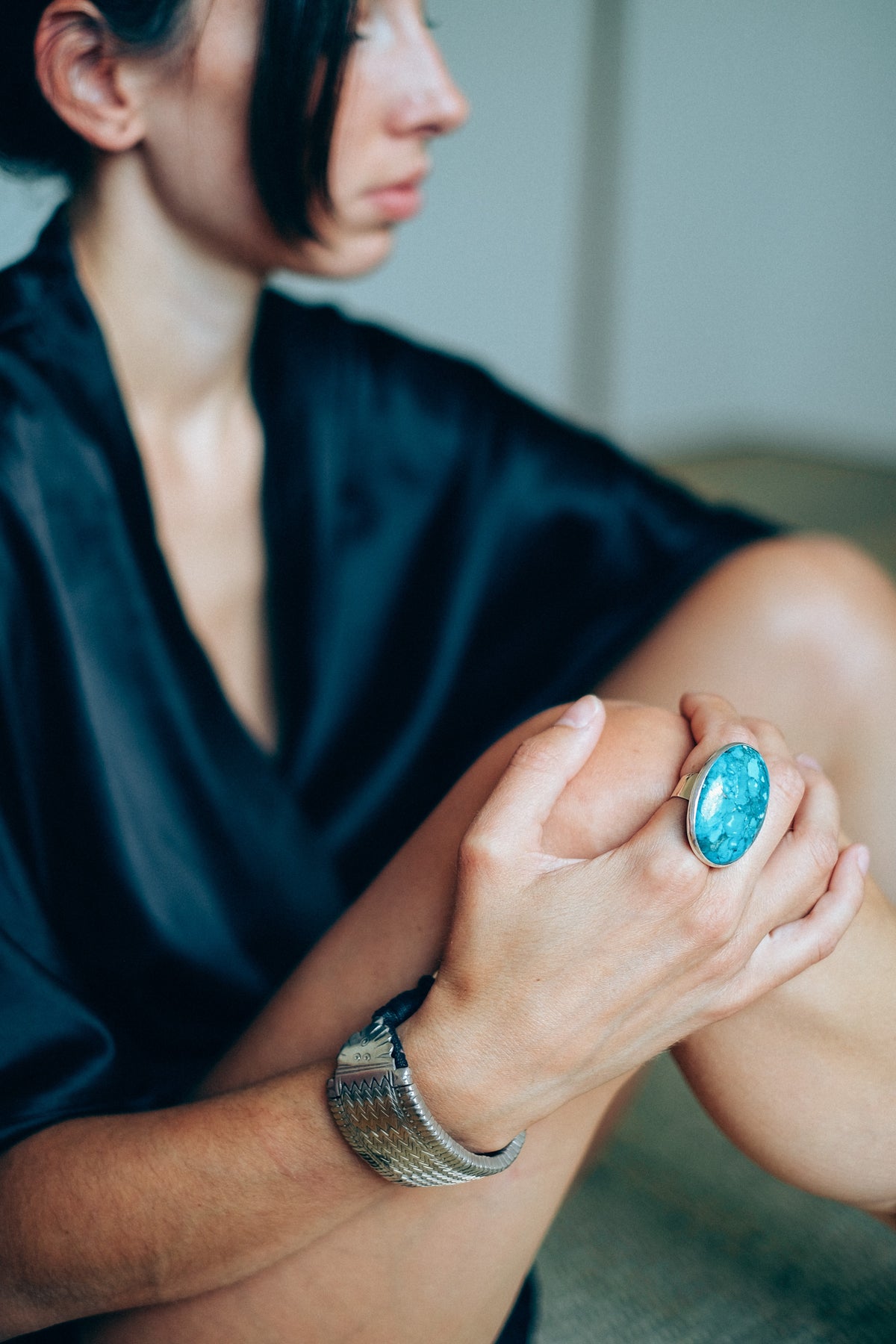 Gold plated ring with turquoise