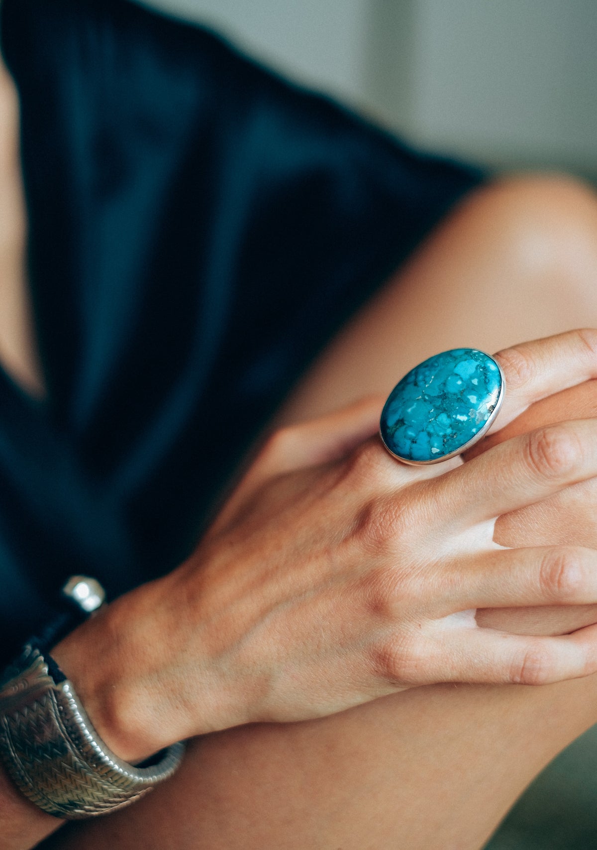 Gold plated ring with turquoise