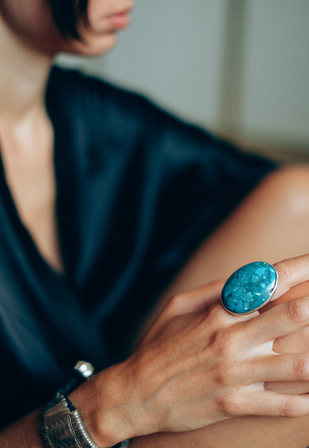 Gold plated ring with turquoise