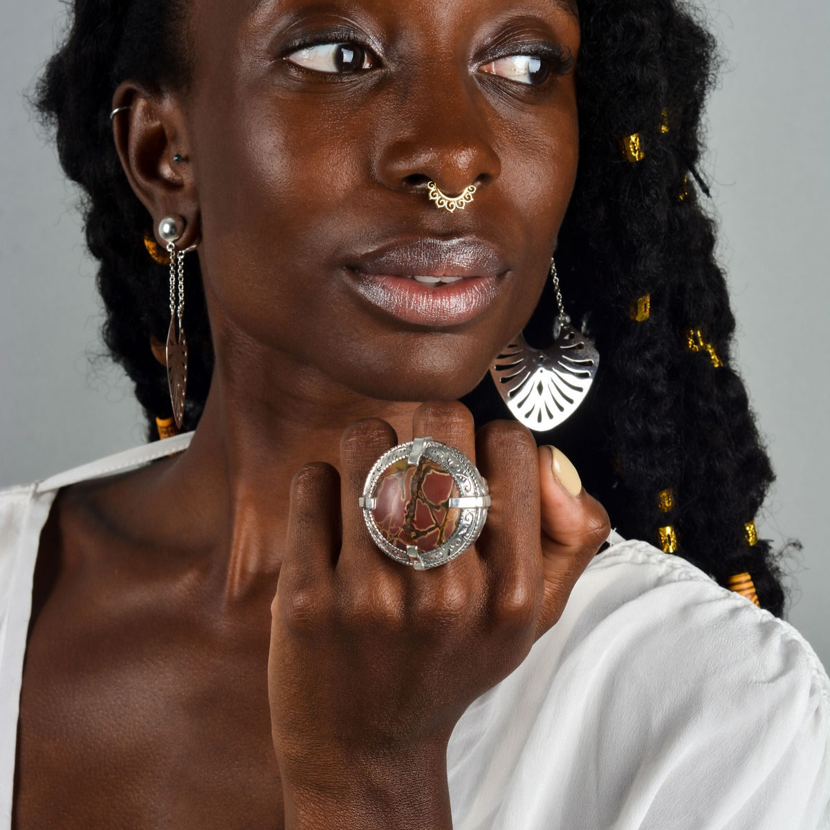 Ocean jasper ring