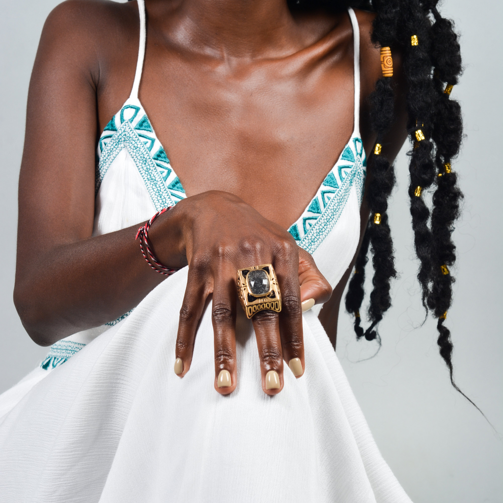 XL handmade ring with rutile