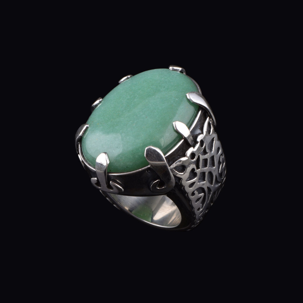 Anillo artesanal de plata y aventurina