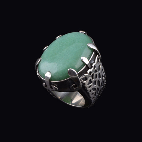 Anillo artesanal de plata y aventurina