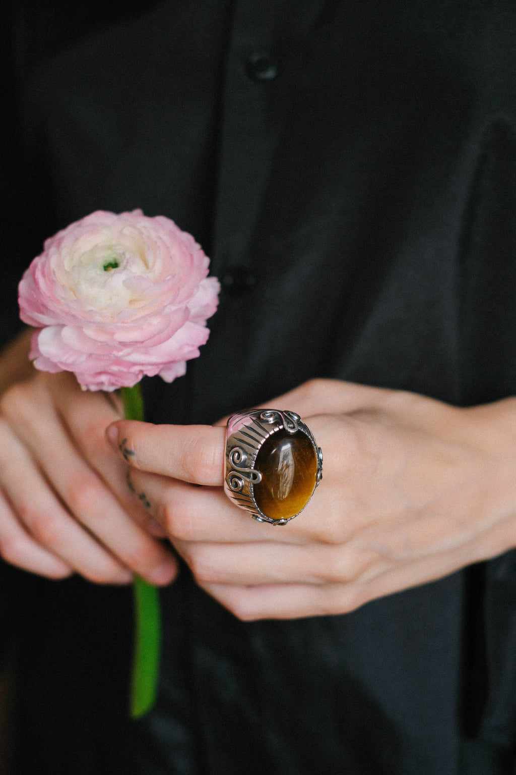 Ethnic ring with tiger eye