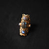 Anillo artesanal hecho a mano con plata de ley, baño de oro mateado y 5 cabujones de labradorita. Tamaño 19 Peso 24 g. XL ring with labradorite. Lula Máiz