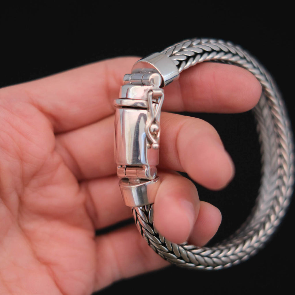 XL braided silver bracelet