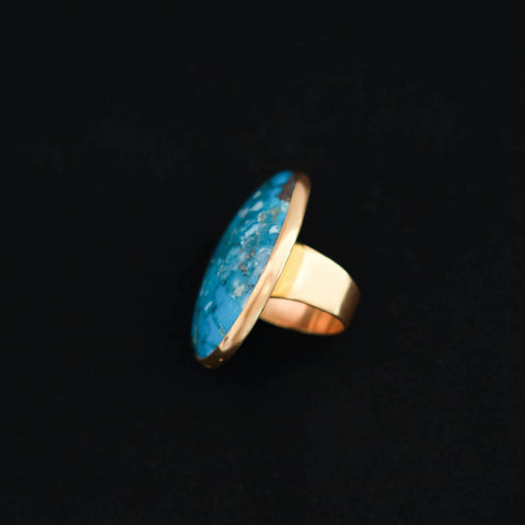 Anillo artesanal hecho a mano con plata de ley y cabujón de turquesa. Tamaño 16. Peso 21 g. Turquoise rings. Hand made silver ring. Lula Máiz