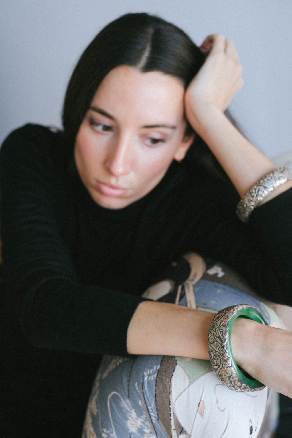 Green rigid Tibetan bracelet