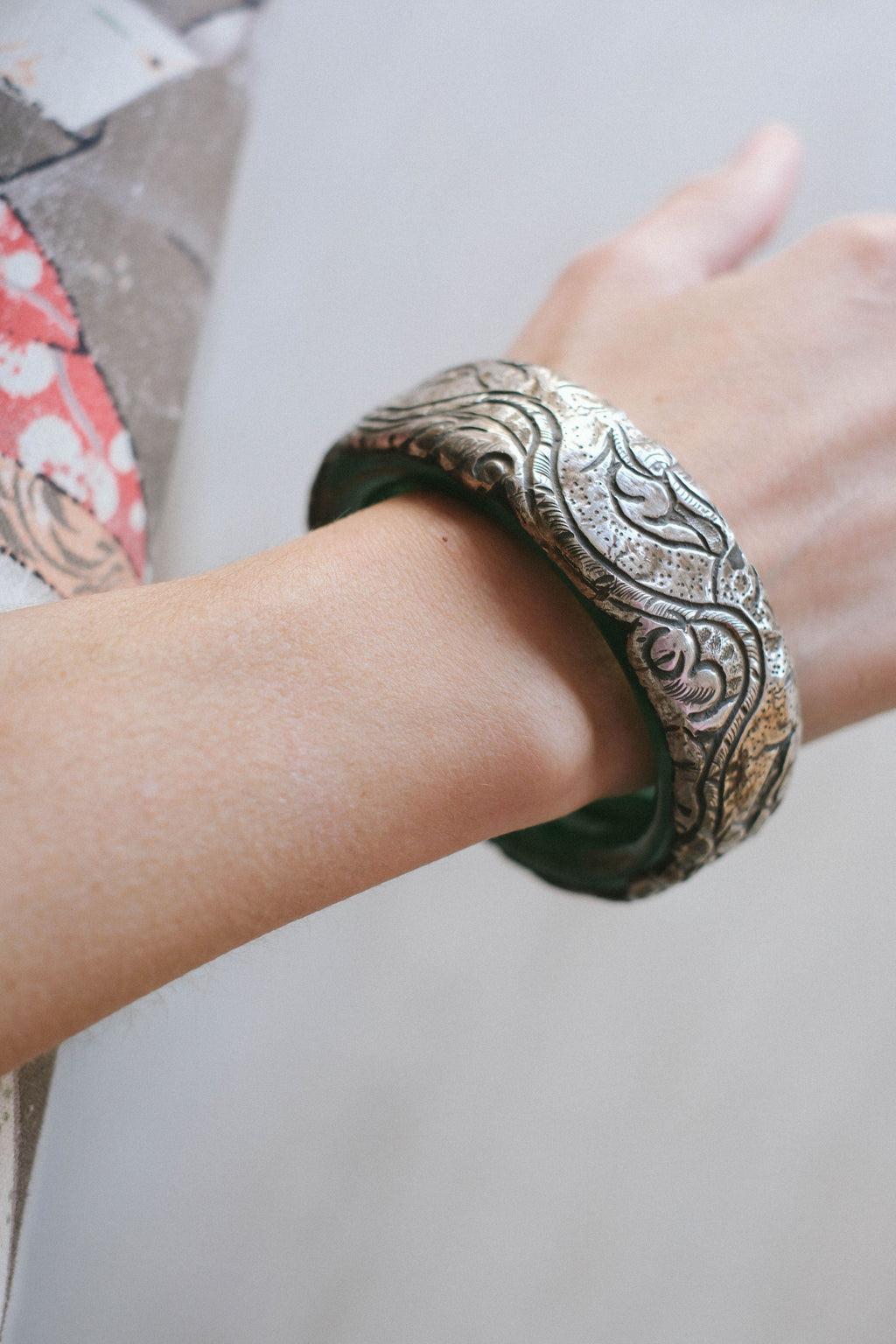 Green rigid Tibetan bracelet