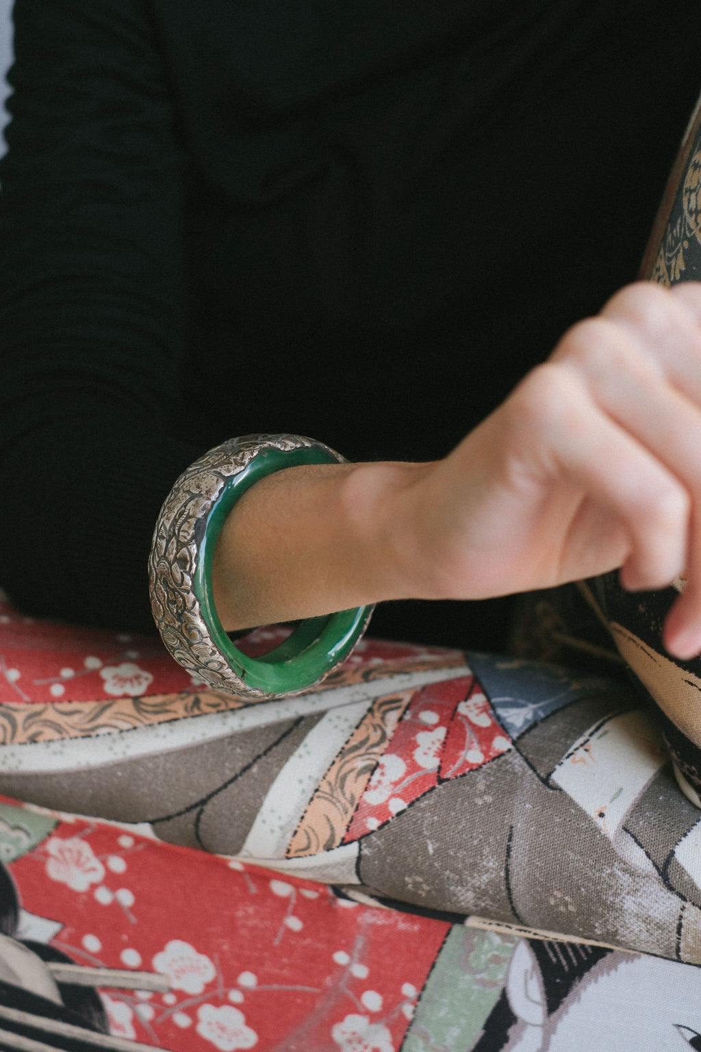 Green rigid Tibetan bracelet