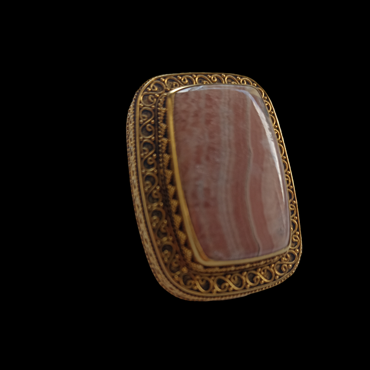 XL golden silver and natural stone ring