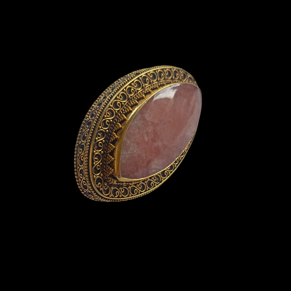 Handmade ring with rhodochrosite